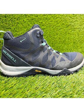 Merrell Siren 3 Mid GTX Womens Size 10.5 Blue Black Outdoor Working Hiking Boots